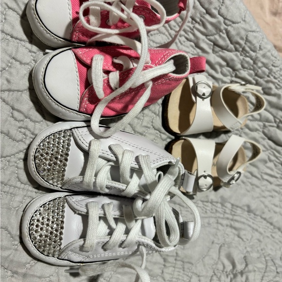Baby Girl Shoes - Pink and White Converse - Picture 2 of 7